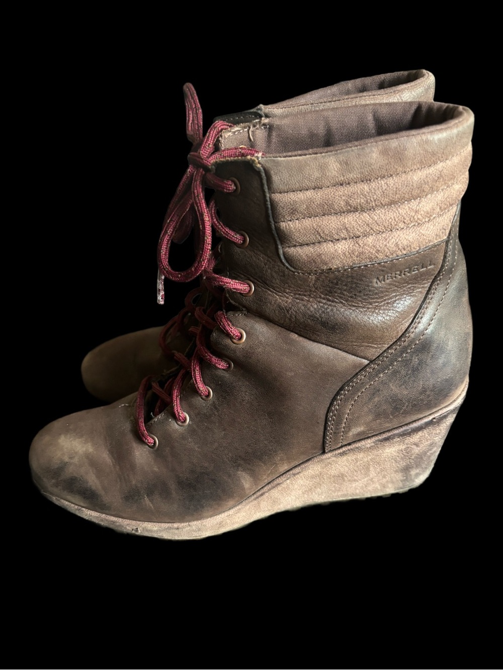 Merrell Women's Dark Brown Tremblant Wedge Waterproof Boots Size 10